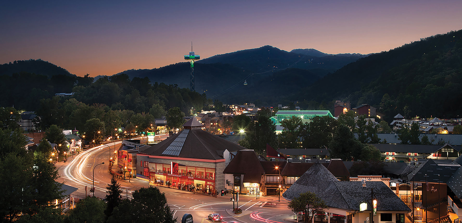 Gatlinburg Evening Cityscape | Gatlinburg Attractions | Things To Do In Gatlinburg, TN